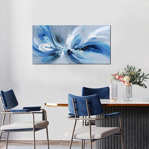 Blue White and Gray Abstract Canvas Wall Art for Living Room Framed Large Print Picture Painting Wall Decor for Bedroom Office Modern Home Abstract Wall Decorations Artwork Size 20x40 Ready to Hang in Saudi Arabia