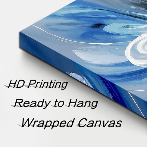 Blue White and Gray Abstract Canvas Wall Art for Living Room Framed Large Print Picture Painting Wall Decor for Bedroom Office Modern Home Abstract Wall Decorations Artwork Size 20x40 Ready to Hang in Saudi Arabia