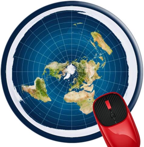 Mouse Pad Flat Earth Map Model, Premium-Textured Mouse Mat with Non-Slip Rubber Base, Cute Round Mousepad for Laptop Computer Office Desk Accessories,7.9 inch in Kuwait