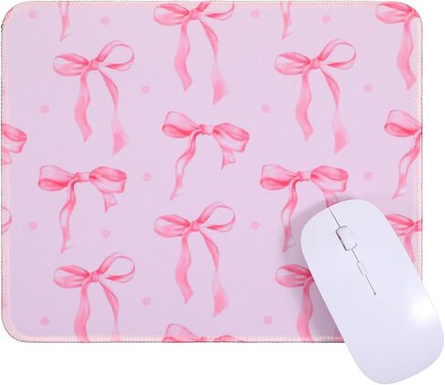 Thinp Bow Mouse Pad, 10 x 8 Inch Square Computer Mouse Pad Small Mouses Pads with Non-Slip Rubber Base Cute Kawaii Mouses Pads Washable Mouse-Mat for Laptop Home Office Gaming Working (Pink) in Saudi Arabia