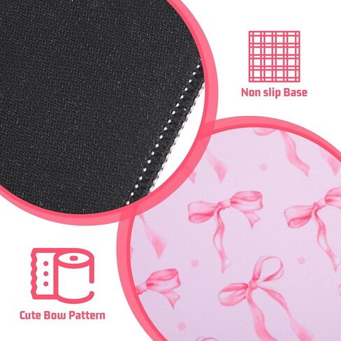 Thinp Bow Mouse Pad, 10 x 8 Inch Square Computer Mouse Pad Small Mouses Pads with Non-Slip Rubber Base Cute Kawaii Mouses Pads Washable Mouse-Mat for Laptop Home Office Gaming Working (Pink) in Saudi Arabia
