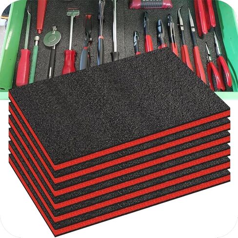 6 Pack Tool Box Foam Inserts for Cases 22 x 18 x 1 Inch Polyethylene Tool Foams Sheets for Toolbox Hard Case Tool Box Liner (Red/Black) in Saudi Arabia