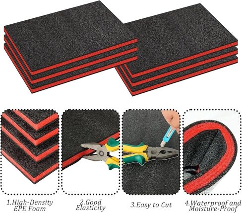 6 Pack Tool Box Foam Inserts for Cases 22 x 18 x 1 Inch Polyethylene Tool Foams Sheets for Toolbox Hard Case Tool Box Liner (Red/Black) in Saudi Arabia