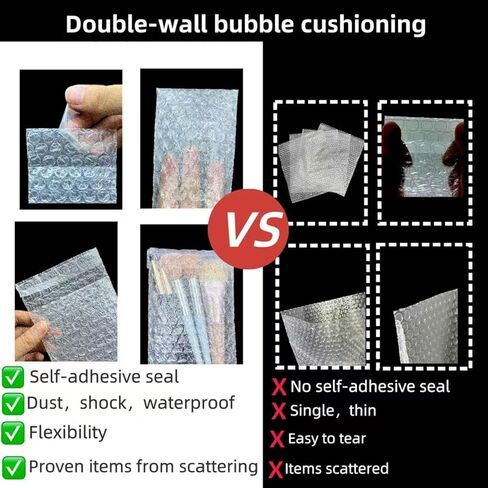 300 Pack 3x4 Inch Bubble Wrap Pouches, Double Walled Clear Self Seal Bubble Bags for Shipping, Thickened Small Cushioning Sleeves for Jewelry Business & Electronic Parts, Peel and Seal in Saudi Arabia