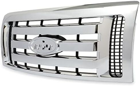 مجموعة شبكة المصد الأمامي من HECASA متوافقة مع استبدال Ford F150 2009-2012 لـ 9L3Z8200D FO1200511 غطاء حماية ممتص الصدمات من الكروم الفضي in Saudi Arabia