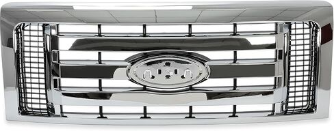مجموعة شبكة المصد الأمامي من HECASA متوافقة مع استبدال Ford F150 2009-2012 لـ 9L3Z8200D FO1200511 غطاء حماية ممتص الصدمات من الكروم الفضي in Saudi Arabia