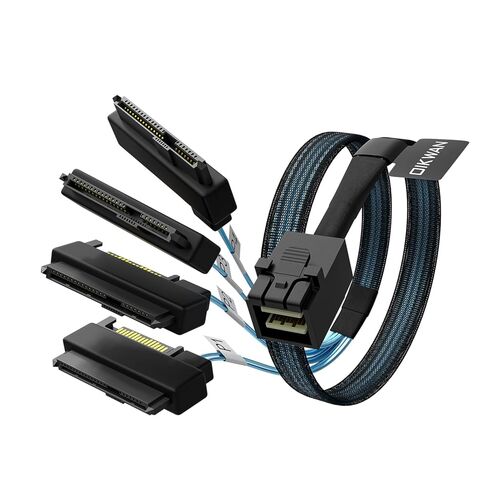 Mini-SAS to SAS-Cable: 1M SFF-8087 to SAS SFF-8482 Connector 4X SAS 29Pin with SATA-Power Adapter Cable (3.3FT) in Saudi Arabia
