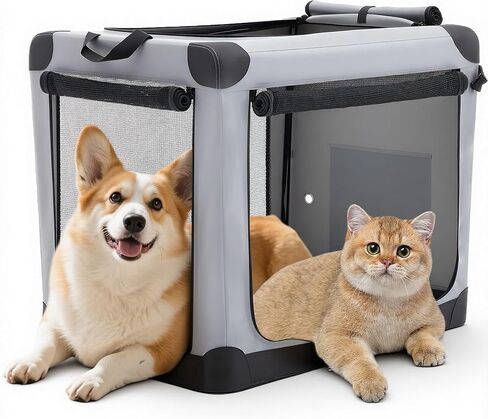 DUMOS Dog Crate, 24 Inch Small Double Door Dog Cage with Divider Panel and Plastic Leak-Proof Pan Tray, Folding Metal Wire Pet Kennel for Indoor, Outdoor, Travel in Saudi Arabia