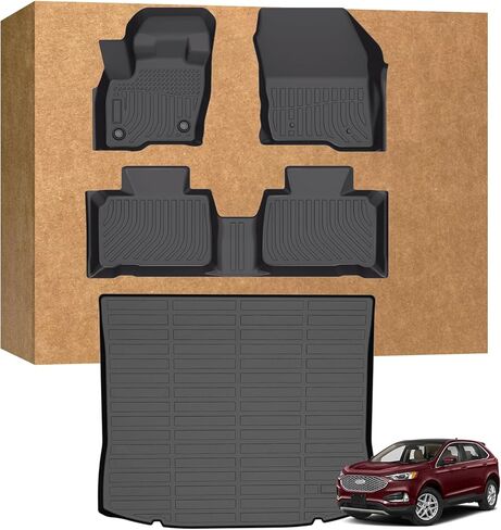 Floor Mats for Ford Edge 2015-2025 (for SE/SEL/SEL Plus/Titanium/Sporrt/ST/ST-Line), TPE Waterproof Non-Slip All Weather Protection Custom, Floor Mats & Cargo Liner in Saudi Arabia