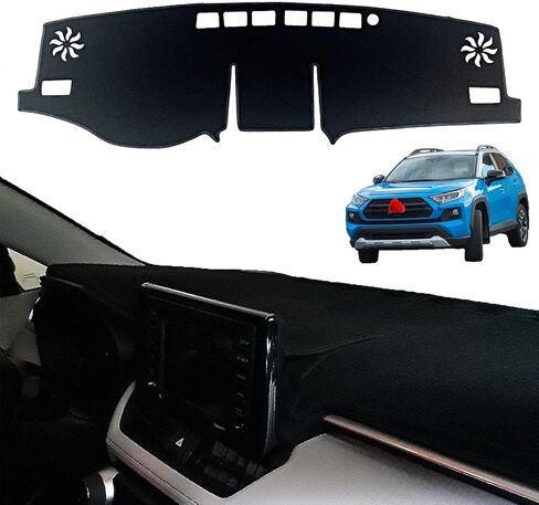 غطاء داش لتويوتا RAV4 2025 2024-2019 غطاء لوحة القيادة حصيرة داش غطاء السجاد حامي - غطاء وحدة التحكم المركزية وسادة حماية من الشمس لملحقات Toyota RAV 4 (أسود) in Saudi Arabia