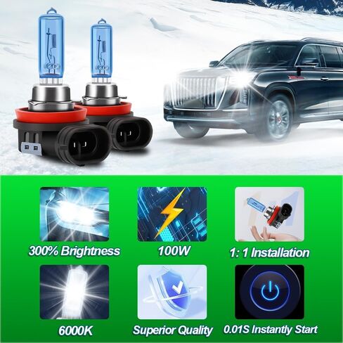 Replacement Halogen Headlight Bulbs fit for Chevrolet Silverado 1500 2008-2015,9005 High Beam + H11 Low Beam Headlamp + 5202 Fog Light Bulb Replacement Bulbs Kit, Plug and Play,Pack of 6 in Kuwait