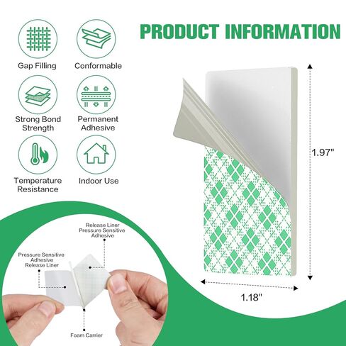 Double Sided Foam Tape Pads, 48Pcs Double Coated Pre-Cut Rectangles Mounting, 2mm Thick Heavy Duty White Polyurethane Foam with High Tack Adhesive for Crafts, Home, Outdoor Signs& Car (50x30mm) in Saudi Arabia