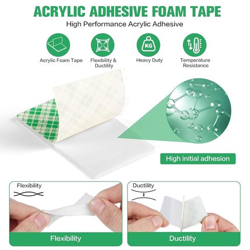 Double Sided Foam Tape Pads, 48Pcs Double Coated Pre-Cut Rectangles Mounting, 2mm Thick Heavy Duty White Polyurethane Foam with High Tack Adhesive for Crafts, Home, Outdoor Signs& Car (50x30mm) in Saudi Arabia