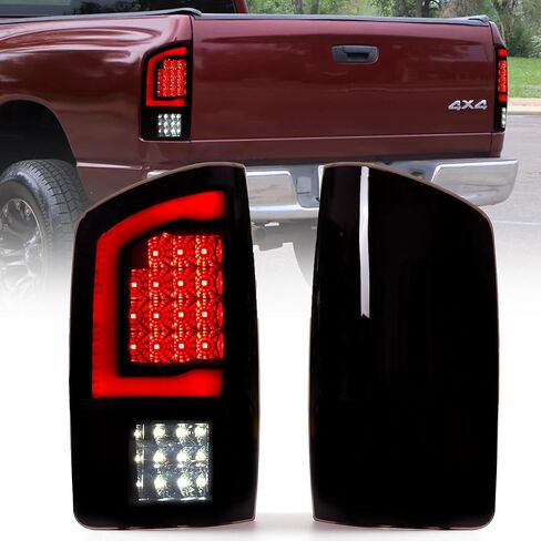 مصابيح خلفية LED DRFG متوافقة مع 2002-2006 دودج رام 1500 2003-2006 دودج رام 2500 3500 مصابيح خلفية للفرامل المدخنة، مجموعة مصابيح ذيل تورك in Kuwait