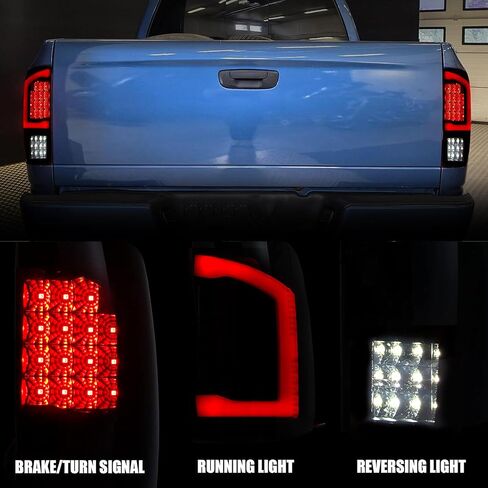 مصابيح خلفية LED DRFG متوافقة مع 2002-2006 دودج رام 1500 2003-2006 دودج رام 2500 3500 مصابيح خلفية للفرامل المدخنة، مجموعة مصابيح ذيل تورك in Kuwait