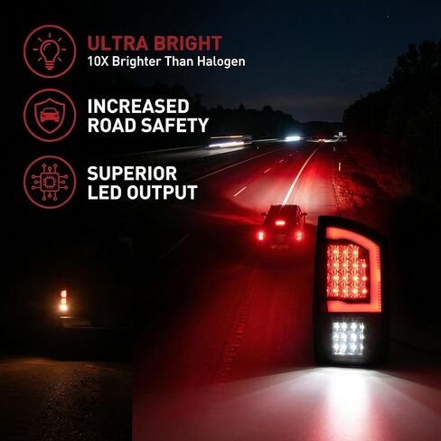 مصابيح خلفية LED DRFG متوافقة مع 2002-2006 دودج رام 1500 2003-2006 دودج رام 2500 3500 مصابيح خلفية للفرامل المدخنة، مجموعة مصابيح ذيل تورك in Kuwait