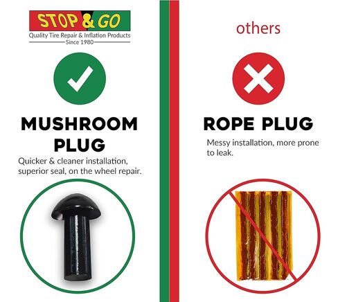 Stop & Go 6075 Mushroom Plugs Tire Repair for Punctures and Flats - 1" Length x 7/16" Shaft Diameter - 20 Pack (Plugs Only) in Saudi Arabia