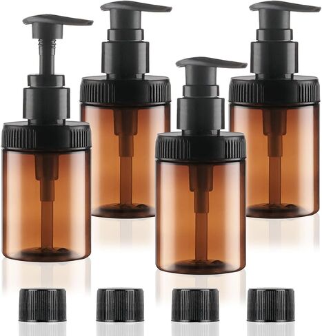 Cosywell Pump Bottle Dispenser 4oz/120ml 4 Pack Plastic Lotion Dispenser Wide Mouth Jar Style Empty Refillable Bathroom Shower Containers for Shampoo Conditioner Body Wash(Clear) in Kuwait