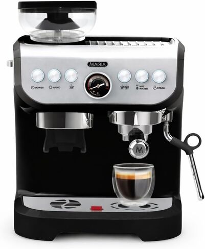 Zulay Kitchen Magia Manual Espresso Machine with Grinder and Milk Frother - 15 Bar Pressure Pump Cappuccino Machine - Latte Machine - & Extra Large 2L Removable Water Tank in Kuwait