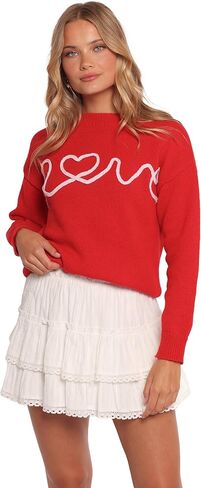 Love Embroidered Knit Sweater - Red M in Saudi Arabia