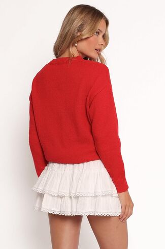 Love Embroidered Knit Sweater - Red M in Saudi Arabia