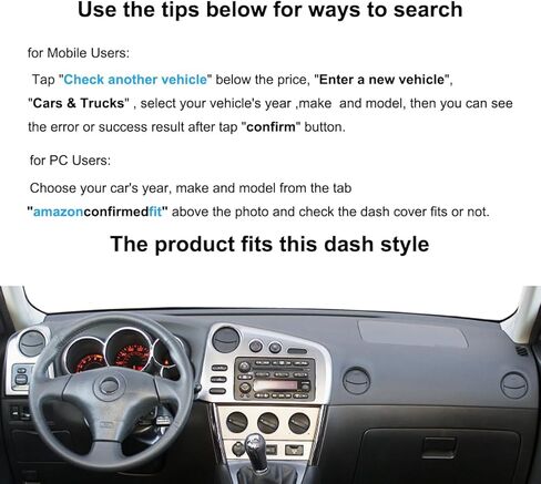 Yiz Dash Cover Mat Custom Fit for Toyota Matrix Pontiac Vibe with Headlight Sensor,Dashboard Cover Pad Cap Carpet Protector J235 (Black) in Saudi Arabia