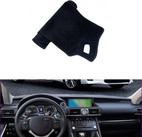 غطاء حصيرة لوحة قيادة السيارة من الفلانيل الأسود متوافق مع محرك اليد اليسرى لكزس 300h F Sport XE30 2014-2020 in Saudi Arabia