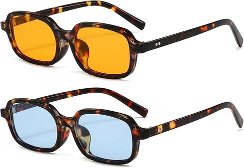 Retro Rectangular Sunglasses for Women Men Trendy Small Square Sun Glasses Narrow Skinny Sunnies in Saudi Arabia