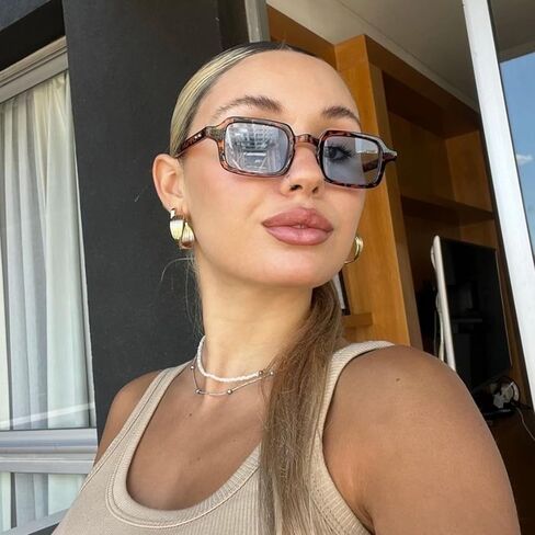 Retro Rectangular Sunglasses for Women Men Trendy Small Square Sun Glasses Narrow Skinny Sunnies in Saudi Arabia