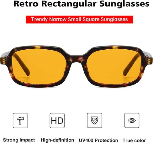 Retro Rectangular Sunglasses for Women Men Trendy Small Square Sun Glasses Narrow Skinny Sunnies in Saudi Arabia