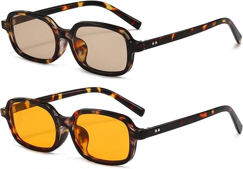 Retro Rectangular Sunglasses for Women Men Trendy Small Square Sun Glasses Narrow Skinny Sunnies in Saudi Arabia