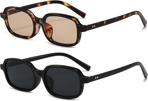 Retro Rectangular Sunglasses for Women Men Trendy Small Square Sun Glasses Narrow Skinny Sunnies in Saudi Arabia