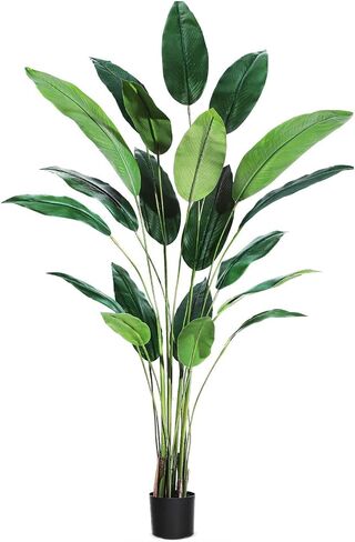 6FT Artificial Bird of Paradise Plant, Realistic Faux Palm Tree with 14 Trunk Leaves and 3 Flowers, Silk Floor Plant for Indoor/Outdoor Home, Office, Living Room Decor, Housewarming Gift, 1 Pack in Saudi Arabia
