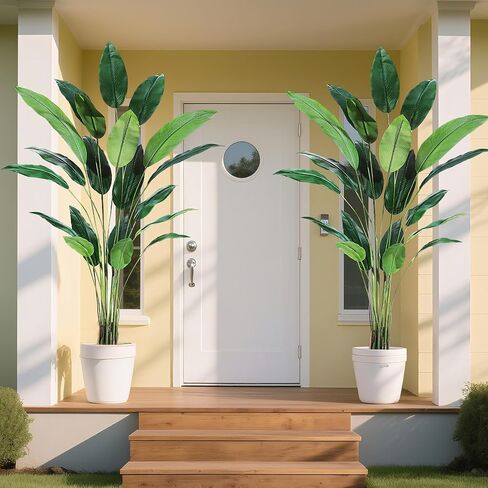 6FT Artificial Bird of Paradise Plant, Realistic Faux Palm Tree with 14 Trunk Leaves and 3 Flowers, Silk Floor Plant for Indoor/Outdoor Home, Office, Living Room Decor, Housewarming Gift, 1 Pack in Saudi Arabia