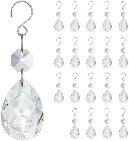 20Pcs Crystal Prisms Windows Hanging Ornament 3Inch Bauhinia Beads Chandelier Crystals Replacement for Birthday Wedding Valentines Mother's Day Decor (Clear) in Kuwait