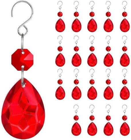 20Pcs Crystal Prisms Windows Hanging Ornament 3Inch Bauhinia Beads Chandelier Crystals Replacement for Birthday Wedding Valentines Mother's Day Decor (Clear) in Saudi Arabia