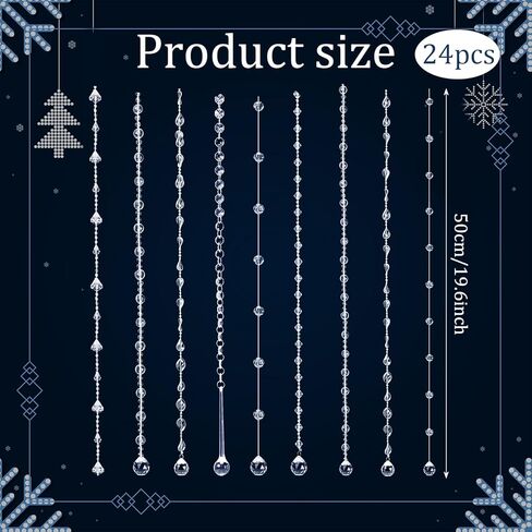 Soulchen 24 Pcs 20 Inch Wedding Icicle Ornament Set Clear Acrylic Extra Large Hanging Crystal Icicle Drop Ornaments for Wedding Party Decor in Saudi Arabia