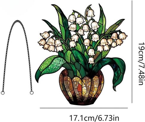 Lily of the Valley Vase Acrylic Suncatcher - Floral Hanging Decor for Window/Car/Home for Flower Lovers & Home Decor Enthusiasts/ZW-10 in Saudi Arabia