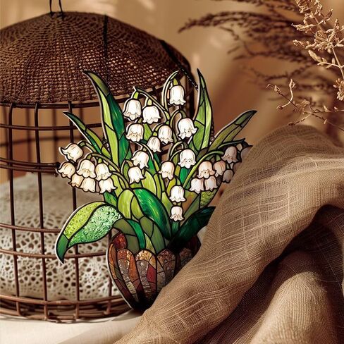 Lily of the Valley Vase Acrylic Suncatcher - Floral Hanging Decor for Window/Car/Home for Flower Lovers & Home Decor Enthusiasts/ZW-10 in Saudi Arabia
