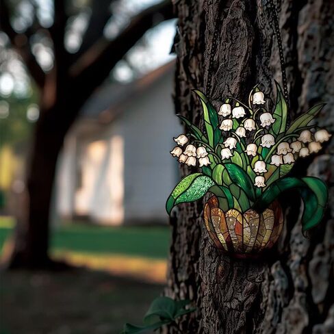 Lily of the Valley Vase Acrylic Suncatcher - Floral Hanging Decor for Window/Car/Home for Flower Lovers & Home Decor Enthusiasts/ZW-10 in Saudi Arabia