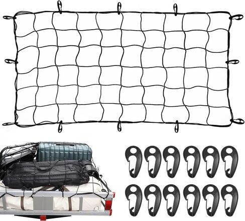 MaxxHaul Heavy-Duty Cargo Net – 3' x 5' Stretches to 6' x 10' – Wide 6" Mesh with 12 PP Hooks – Truck Bed, Trailer & Roof Rack Cargo Accessory in Saudi Arabia