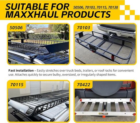 MaxxHaul Heavy-Duty Cargo Net – 3' x 5' Stretches to 6' x 10' – Wide 6" Mesh with 12 PP Hooks – Truck Bed, Trailer & Roof Rack Cargo Accessory in Saudi Arabia