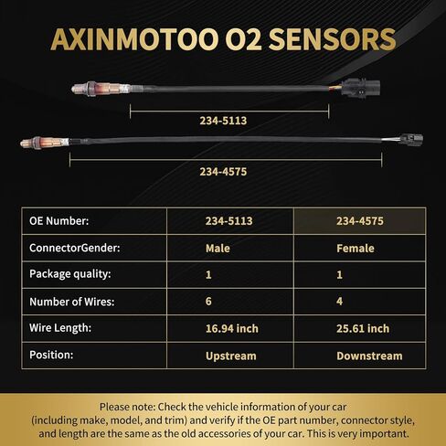 O2 Oxygen Sensor 2PCS Upstream Downstream 234-5113 234-4575 Replacement for Lincoln MKC 2.3L 2015, for Ford Focus 2.0L 2012-2014, Fusion 1.6L 2013 2014 L4 8F9Z-9F472-H CV6Z-9G444-A in Kuwait