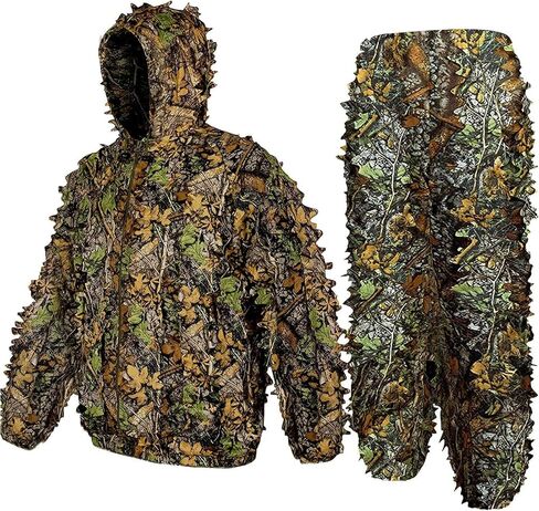 MOPHOTO Ghillie Suit بدلات صيد مموهة مورقة ثلاثية الأبعاد، بدلات وودلاند جيلي بدلات جيلي للرجال، بدلات صيد مموهة بأوراق الشجر in Kuwait