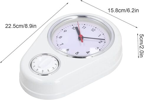 Tyenaza 9 Inch Retro Kitchen Timer Wall Clock, Multifunction Innovative Precise Time Silent Operation Quartz Clock for Home Kitchen (White) in Saudi Arabia