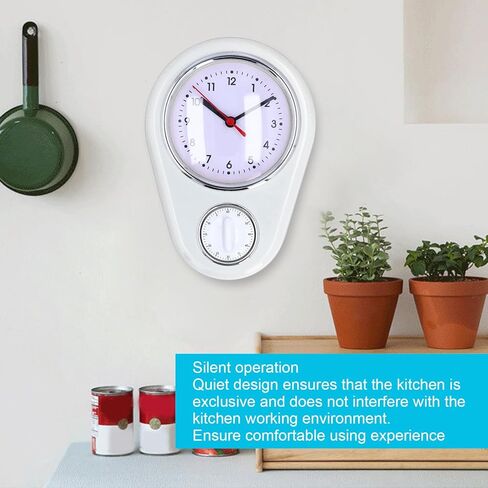 Tyenaza 9 Inch Retro Kitchen Timer Wall Clock, Multifunction Innovative Precise Time Silent Operation Quartz Clock for Home Kitchen (White) in Saudi Arabia