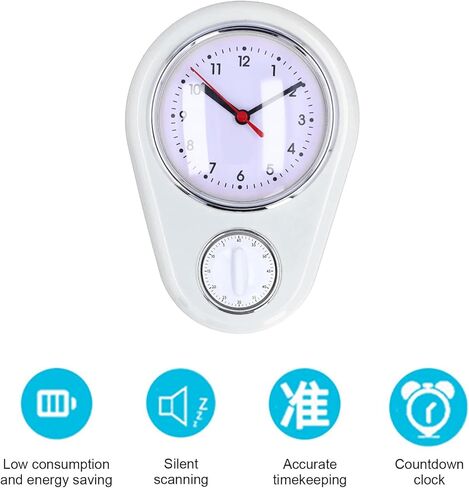 Tyenaza 9 Inch Retro Kitchen Timer Wall Clock, Multifunction Innovative Precise Time Silent Operation Quartz Clock for Home Kitchen (White) in Saudi Arabia