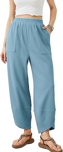 Wide Leg Sweatpants for Women Elastic High Waisted Workout Pant Trendy Solid Color Palazzo Pants with Pockets 2025 in Saudi Arabia