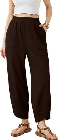 Wide Leg Sweatpants for Women Elastic High Waisted Workout Pant Trendy Solid Color Palazzo Pants with Pockets 2025 in Kuwait