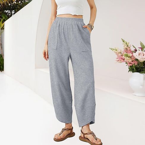 Wide Leg Sweatpants for Women Elastic High Waisted Workout Pant Trendy Solid Color Palazzo Pants with Pockets 2025 in Kuwait